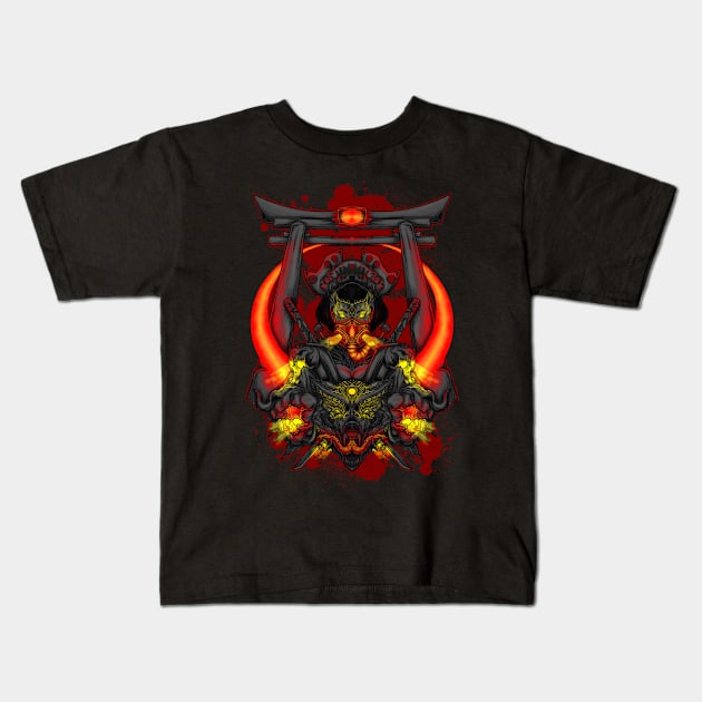 Demon Girl Kids T-Shirt by Migite Art